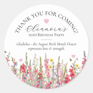 Adesivo Favor Personalizado para Aniversário de 95 anos Fl