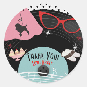 Adesivo Favor personalizado para festa temática de discos 