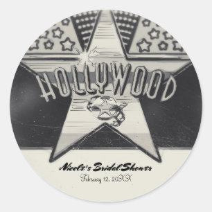Adesivo Favor Personalizado Preto e Branco do Velho Hollyw