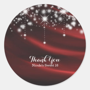 Adesivo Favor Personalizado Vermelho de Seda & Brilho Glam