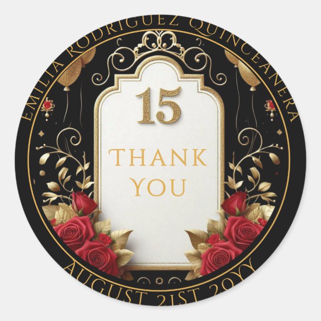 Adesivo Favor Quniceanera Oferece Rosa vermelha Floral Obr (Frente)