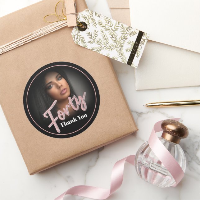 Adesivo Favor rosa do rosa aniversário de 40 anos de scrip (Presentear)