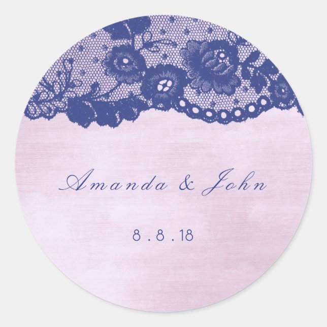 Adesivo Favor Rosa Lila Blue Marinho Lace Obrigado (Frente)
