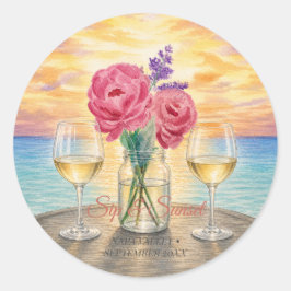 Adesivo Favor Rounds Personalizados de Água e Pôr do Sol e