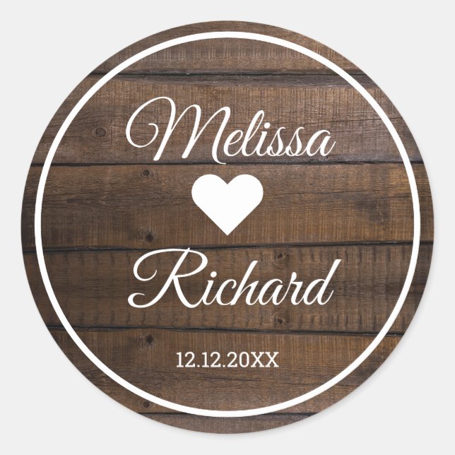 Adesivo Favor Rustic Dark Wood Country Casamento (Frente)