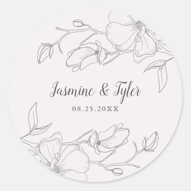 Adesivo Favor Rustic Magnolia Flower Weding (Frente)