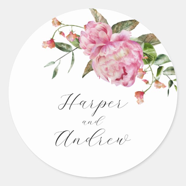 Adesivo Favor Rustic Pink Floral Weding (Frente)