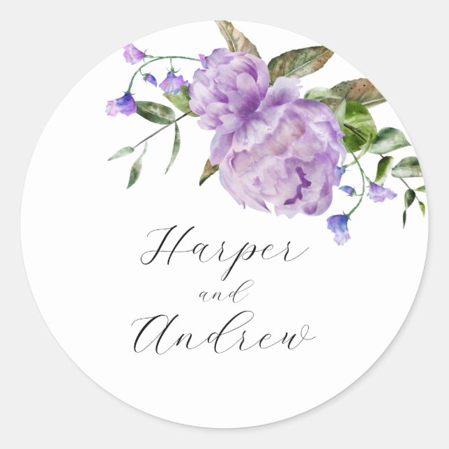 Adesivo Favor Rustic Purple Floral Wedding (Frente)