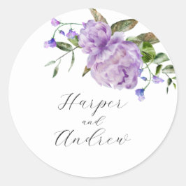 Adesivo Favor Rustic Purple Floral Wedding