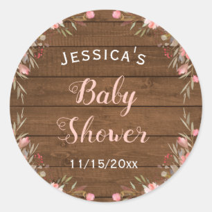 Adesivo Favor rústico do convidado do chá do bebé do ro