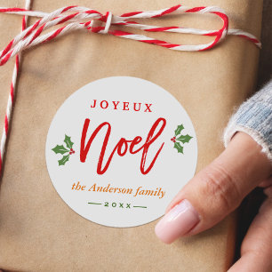 Adesivo Favor simples moderno do Feliz Natal de Joyeux