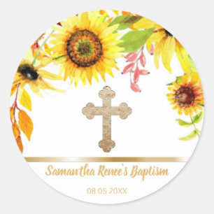 Adesivo Favor transversal Dourado floral doce do baptismo