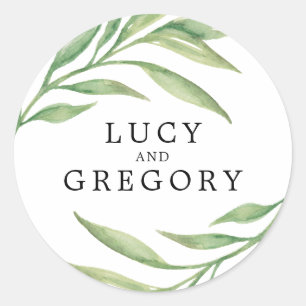 Adesivo Favor Wedding botânico das folhas   da aguarela