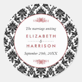 Adesivo Favorecimento do Casamento tema damasco Vermelho,