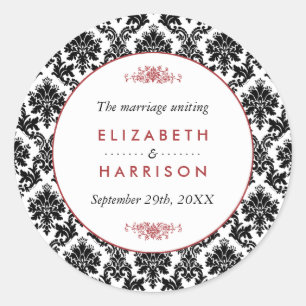 Adesivo Favorecimento do Casamento tema damasco Vermelho,