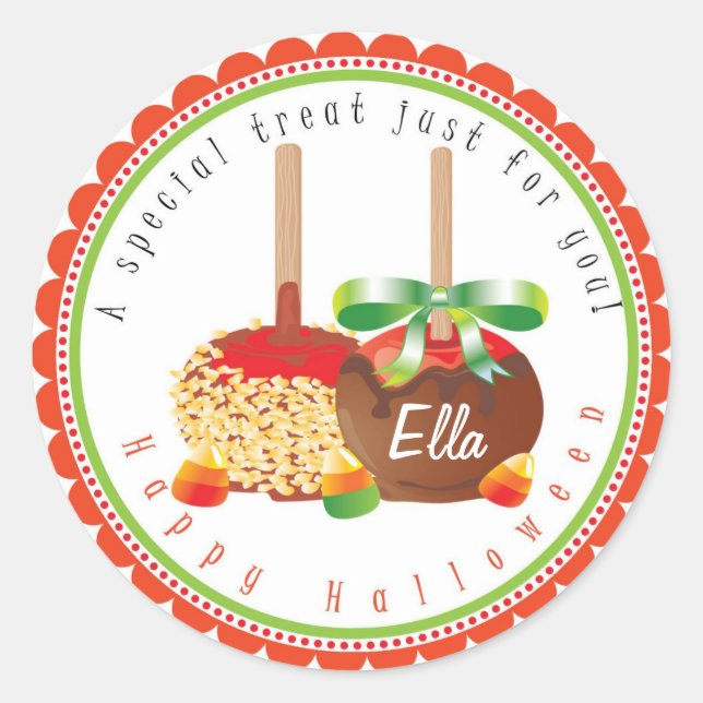 Adesivo Favores dos Stickers de Maçã do Halloween Candy (Frente)
