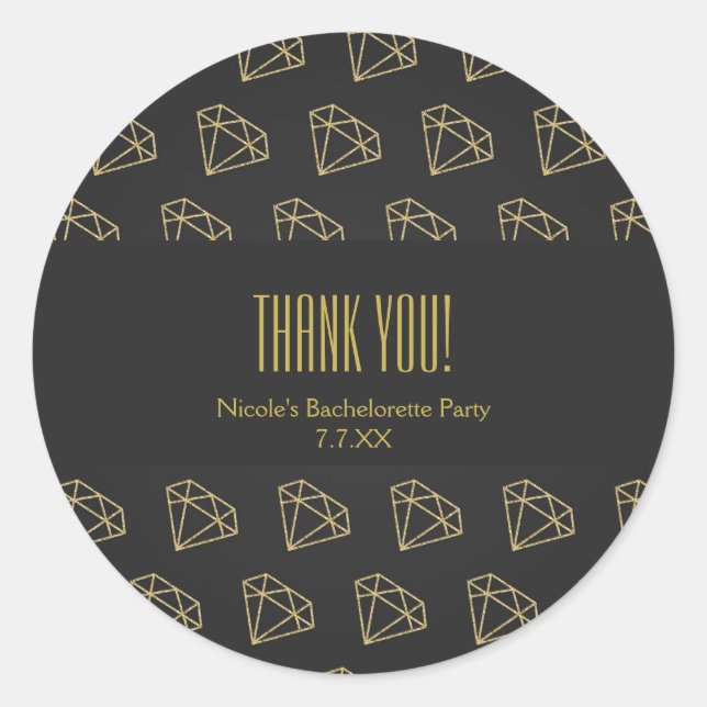 Adesivo Favorita de Noivado com Design Moderno de Diamante (Frente)