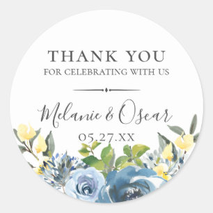 Adesivo Favorito de Casamento Botânico Amarelo Dusty