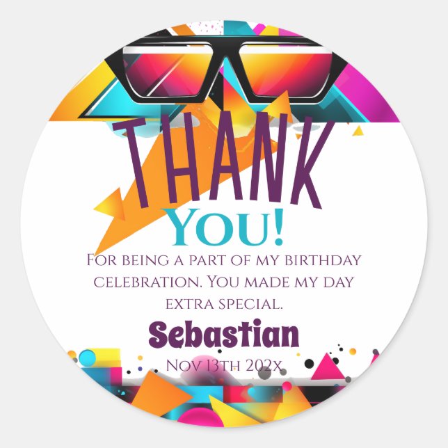 Adesivo Favorito de Festa de aniversário Disco (Frente)