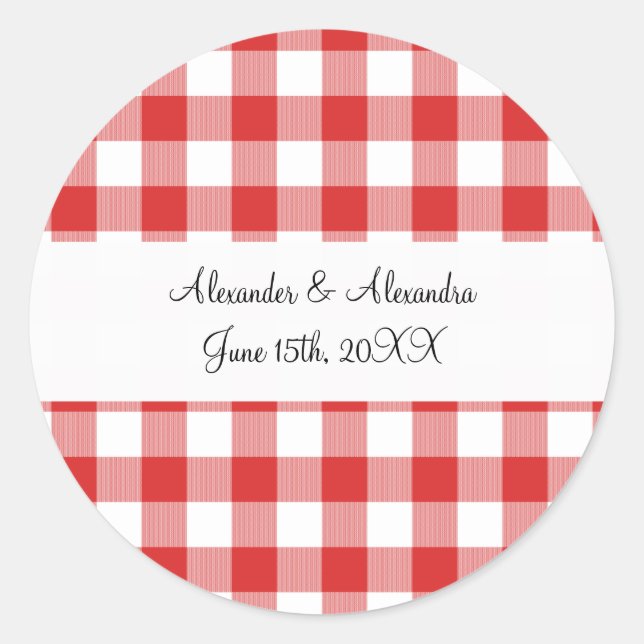 Adesivo Favoritos de casamento do Red Gingham (Frente)