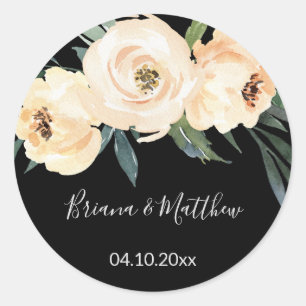 Adesivo Favoritos de casamento em aquarela Floral Bege Pre
