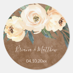 Adesivo Favoritos de casamento Floral Beige Blush Clássico