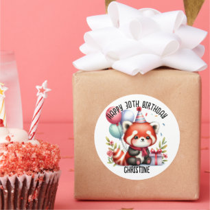 Adesivo Favoritos de Festa de aniversário de panda vermelh