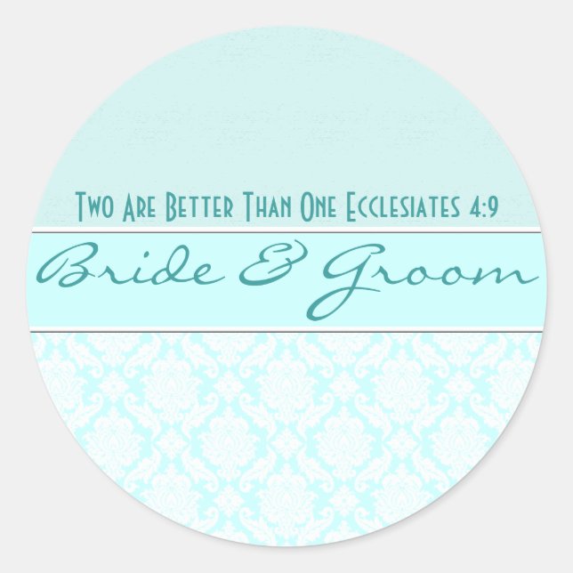 Adesivo Favoritos do Casamento tema damasco Aqua Blue Dama (Frente)