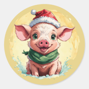 Adesivo Favoritos Engraçados de Natal Animal - Leitão 1
