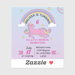 Adesivo Favoritos personalizados de aniversário do Unicórn