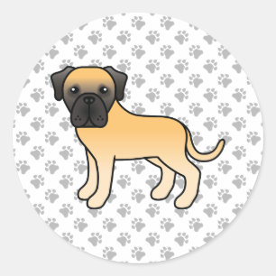 Adesivo Fawn English Mastiff - Cão de Cartoon