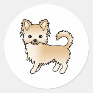 Adesivo Fawn Long Casaco Chihuahua Cute Cartoon Dog