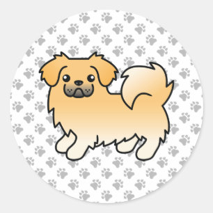 Adesivo Fawn Tibetan Spaniel Cute Cartoon Dog