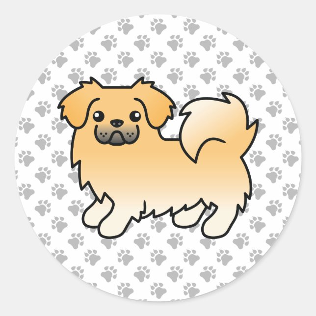 Adesivo Fawn Tibetan Spaniel Cute Cartoon Dog (Frente)