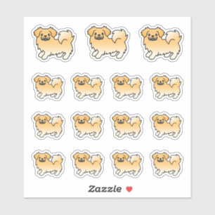 Adesivo Fawn Tibetan Spaniel Cute Cartoon Dogs