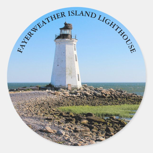 Adesivo Fayerweather Island Lighthouse CT Round Sticker (Frente)