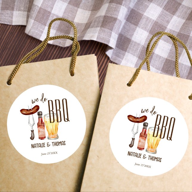 Adesivo Fazemos chá de casais de chás de panela de churras (We do BBQ barbecue bridal shower couples shower favors  Stickers)