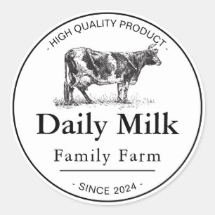 Adesivo Fazenda da família do leite Black and White Vintag