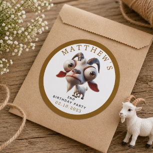 Adesivo Fazenda de Animais Fofos Cabra Festa de Aniversári