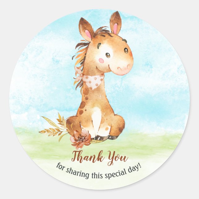 Adesivo Fazenda de Chá de fraldas de Cavalo de Aquarela Ob (Frente)