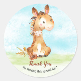 Adesivo Fazenda de Chá de fraldas de Cavalo de Aquarela Ob