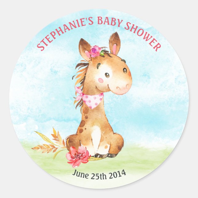 Adesivo Fazenda de Chá de fraldas de Cavalo de Garota de Á (Frente)