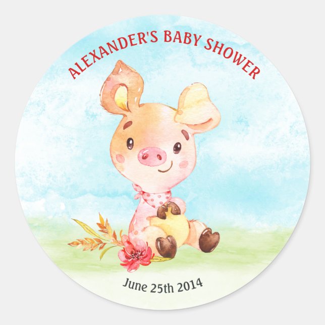 Adesivo Fazenda de Chá de fraldas de cor d'água (Frente)