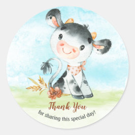 Adesivo Fazenda de Chá de fraldas de Vaca de Aquarela Obri