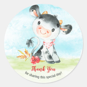 Adesivo Fazenda de Chá de fraldas de Vaca de Aquarela Obri