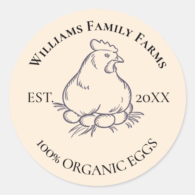 Adesivo Fazenda de frango vintage personalizada (Frente)