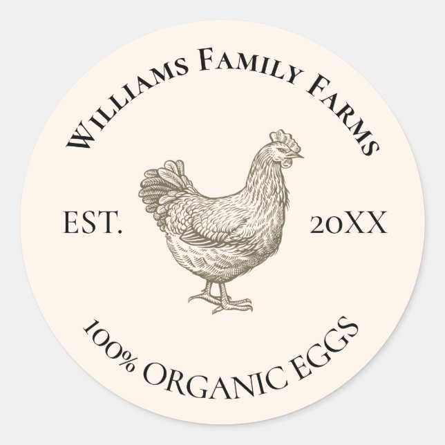 Adesivo Fazenda de frango vintage personalizada (Frente)