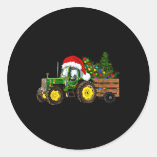Adesivo Fazenda de Natal Trator Tree Luzes Santa Hat Xmas