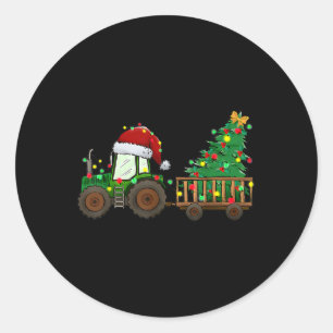 Adesivo Fazenda de Natal Trator Xmas Árvore Luz Santa Hat