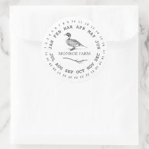 Adesivo fazenda de patos-vintage datas cercadas caixa de o